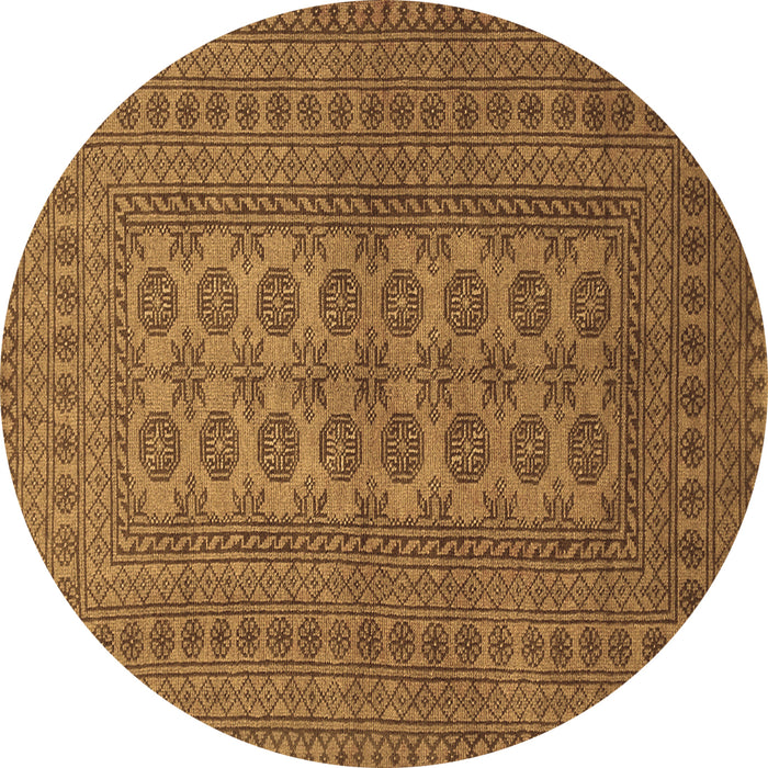 Round Machine Washable Southwestern Brown Country Rug, wshtr1708brn