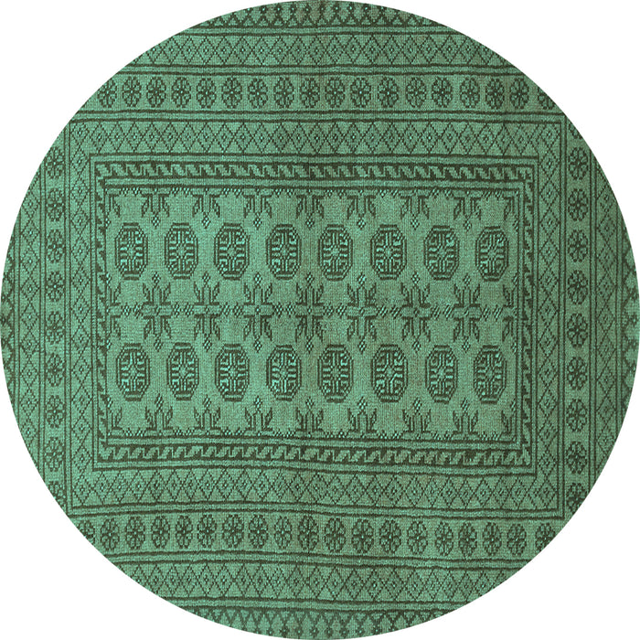 Round Machine Washable Southwestern Turquoise Country Area Rugs, wshtr1708turq