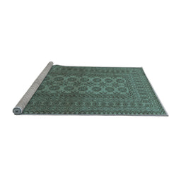 Sideview of Machine Washable Southwestern Light Blue Country Rug, wshtr1708lblu