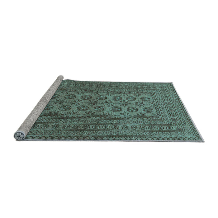 Sideview of Machine Washable Southwestern Light Blue Country Rug, wshtr1708lblu
