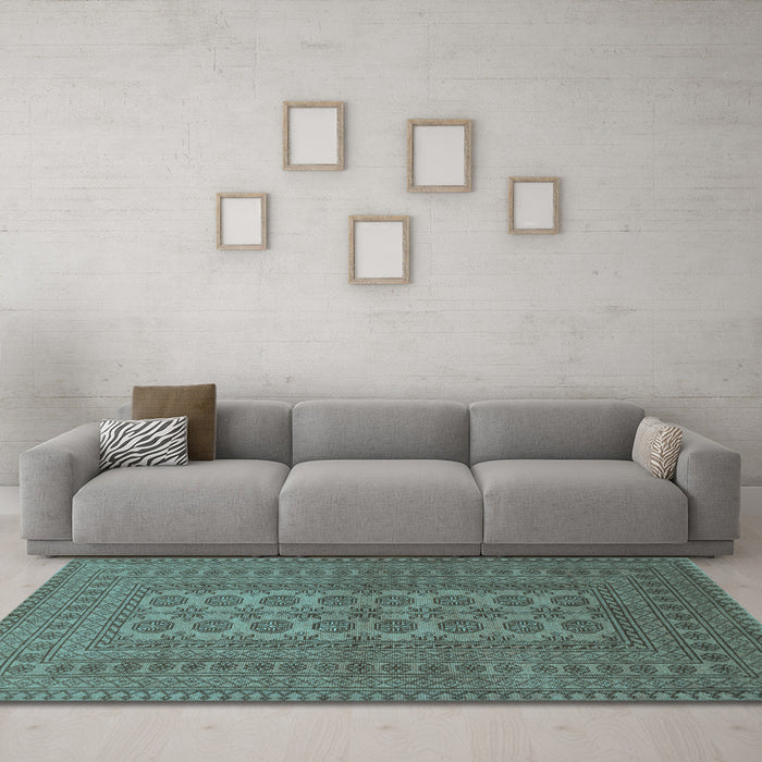 Machine Washable Southwestern Light Blue Country Rug in a Living Room, wshtr1708lblu