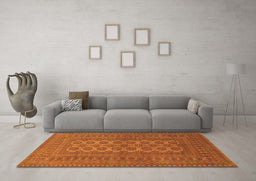Machine Washable Southwestern Orange Country Area Rugs in a Living Room, wshtr1708org