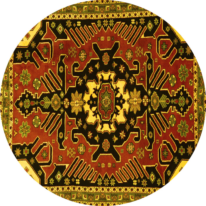 Round Persian Yellow Traditional Rug, tr1709yw