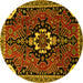 Round Persian Yellow Traditional Rug, tr1709yw