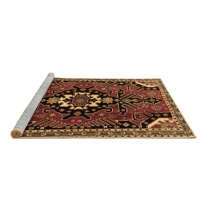 Sideview of Machine Washable Persian Brown Traditional Rug, wshtr1709brn