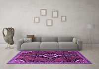 Machine Washable Persian Purple Traditional Rug, wshtr1709pur