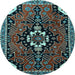 Round Machine Washable Persian Light Blue Traditional Rug, wshtr1709lblu