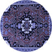 Round Machine Washable Persian Blue Traditional Rug, wshtr1709blu