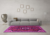 Machine Washable Persian Pink Traditional Rug, wshtr1709pnk