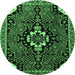 Round Persian Emerald Green Traditional Rug, tr1709emgrn