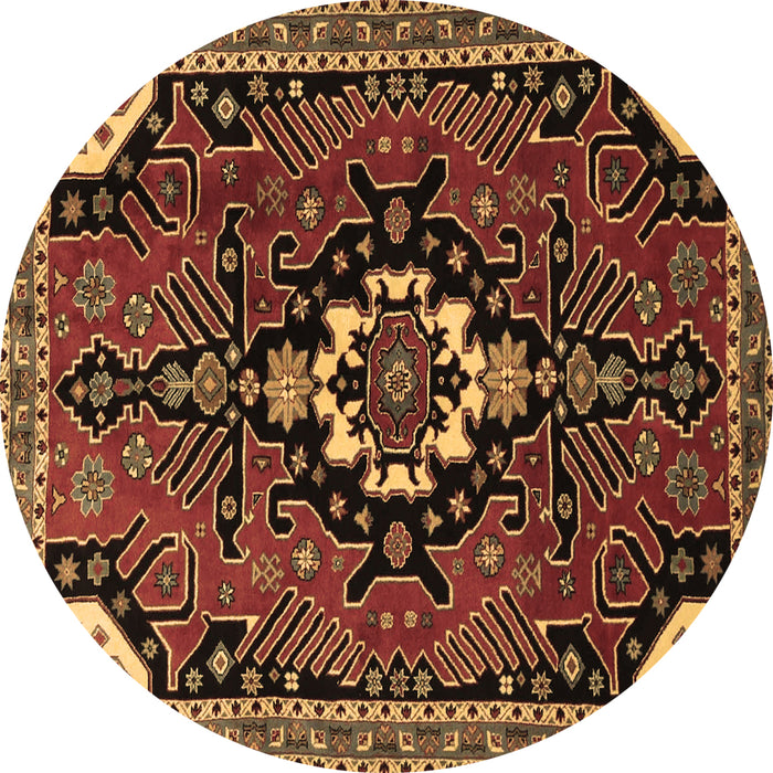 Round Machine Washable Persian Brown Traditional Rug, wshtr1709brn