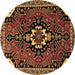 Round Machine Washable Persian Brown Traditional Rug, wshtr1709brn