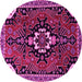 Round Machine Washable Persian Pink Traditional Rug, wshtr1709pnk