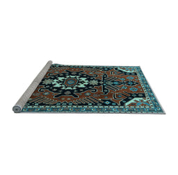 Sideview of Machine Washable Persian Light Blue Traditional Rug, wshtr1709lblu