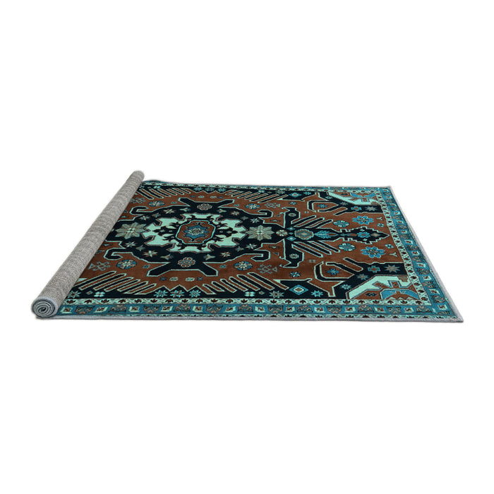 Sideview of Machine Washable Persian Light Blue Traditional Rug, wshtr1709lblu