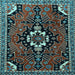 Square Machine Washable Persian Light Blue Traditional Rug, wshtr1709lblu