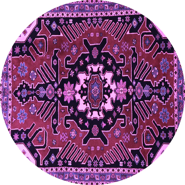Round Machine Washable Persian Purple Traditional Area Rugs, wshtr1709pur