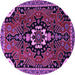 Round Machine Washable Persian Purple Traditional Area Rugs, wshtr1709pur