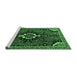 Sideview of Machine Washable Persian Emerald Green Traditional Area Rugs, wshtr1709emgrn