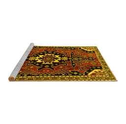 Sideview of Machine Washable Persian Yellow Traditional Rug, wshtr1709yw