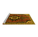 Sideview of Machine Washable Persian Yellow Traditional Rug, wshtr1709yw