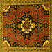 Square Machine Washable Persian Yellow Traditional Rug, wshtr1709yw