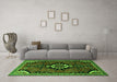 Machine Washable Persian Green Traditional Area Rugs in a Living Room,, wshtr1709grn