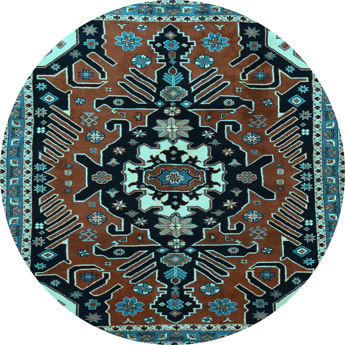 Round Persian Light Blue Traditional Rug, tr1709lblu