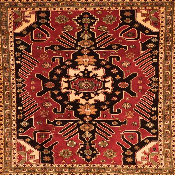 Round Machine Washable Persian Orange Traditional Area Rugs, wshtr1709org