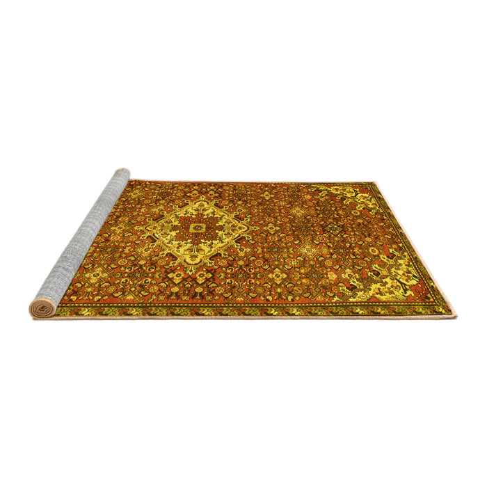 Sideview of Machine Washable Persian Yellow Traditional Rug, wshtr170yw