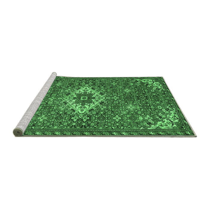 Sideview of Machine Washable Persian Emerald Green Traditional Area Rugs, wshtr170emgrn
