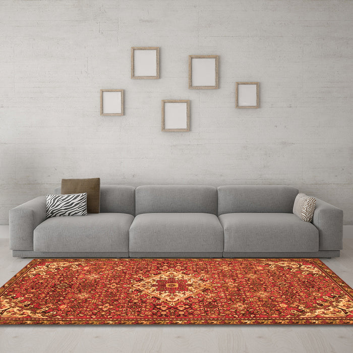 Machine Washable Persian Orange Traditional Area Rugs in a Living Room, wshtr170org