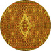 Round Machine Washable Persian Yellow Traditional Rug, wshtr170yw