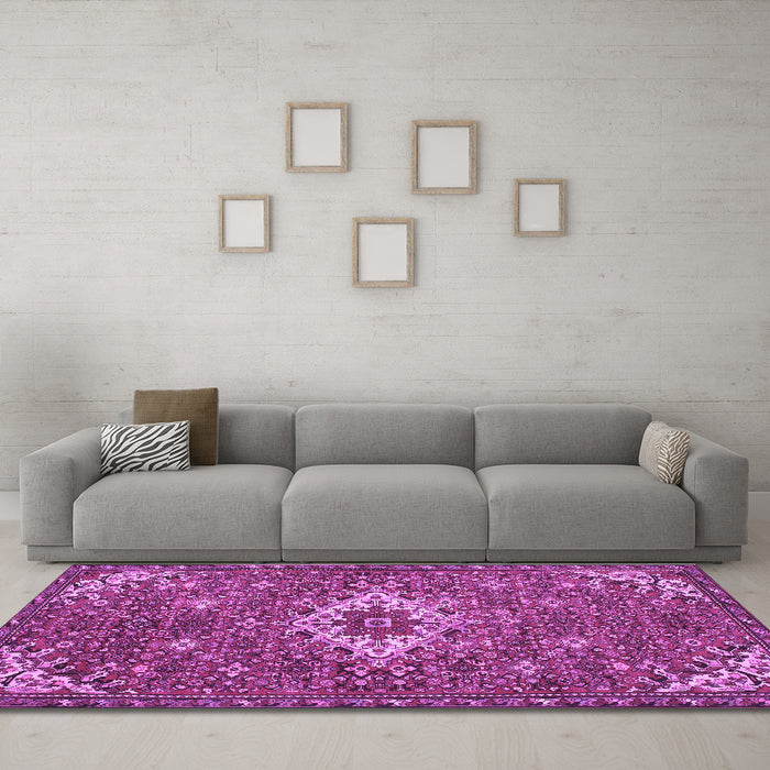 Machine Washable Persian Purple Traditional Area Rugs in a Living Room, wshtr170pur