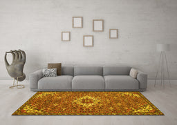 Machine Washable Persian Yellow Traditional Rug in a Living Room, wshtr170yw