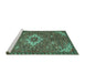 Sideview of Machine Washable Persian Turquoise Traditional Area Rugs, wshtr170turq