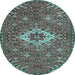 Round Machine Washable Persian Light Blue Traditional Rug, wshtr170lblu