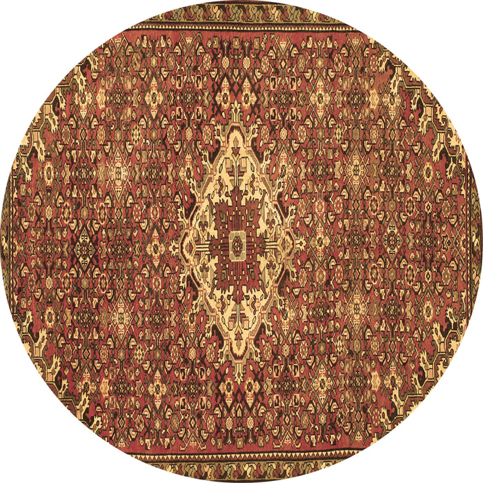 Round Persian Brown Traditional Rug, tr170brn