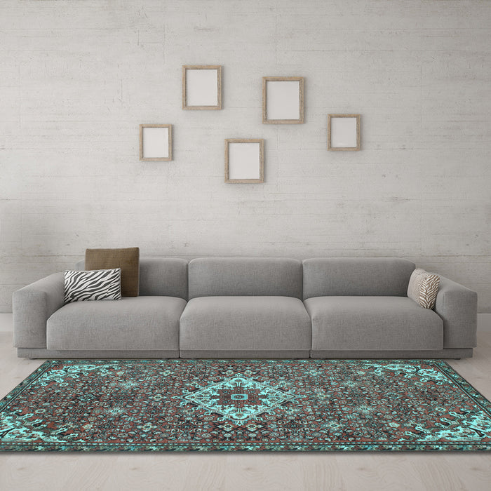 Machine Washable Persian Light Blue Traditional Rug in a Living Room, wshtr170lblu