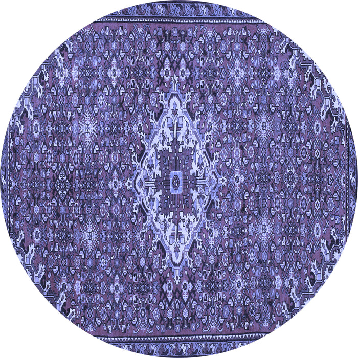 Round Machine Washable Persian Blue Traditional Rug, wshtr170blu