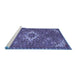 Sideview of Machine Washable Persian Blue Traditional Rug, wshtr170blu