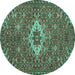 Round Machine Washable Persian Turquoise Traditional Area Rugs, wshtr170turq