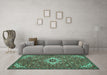 Machine Washable Persian Turquoise Traditional Area Rugs in a Living Room,, wshtr170turq