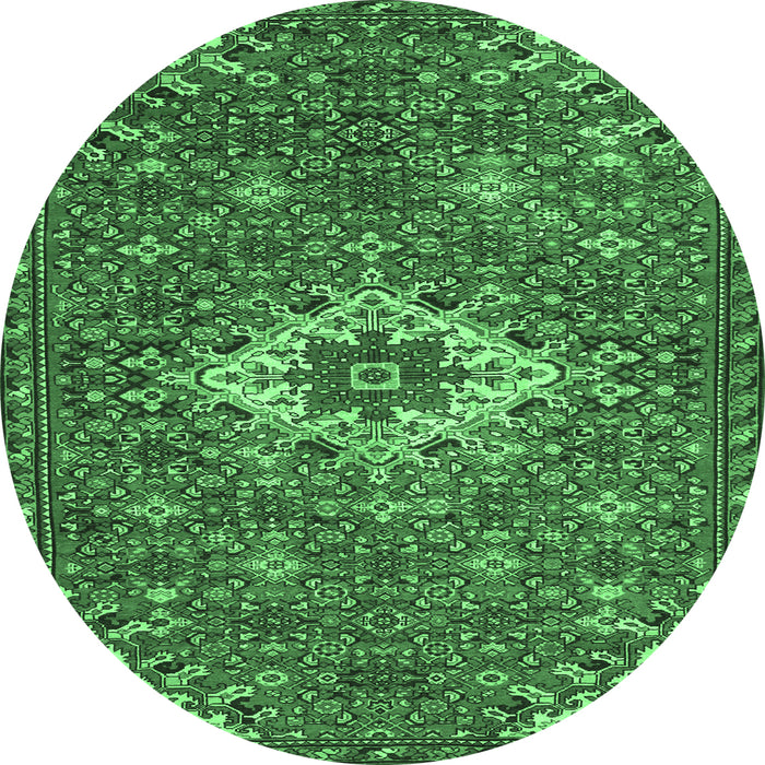 Round Machine Washable Persian Emerald Green Traditional Area Rugs, wshtr170emgrn