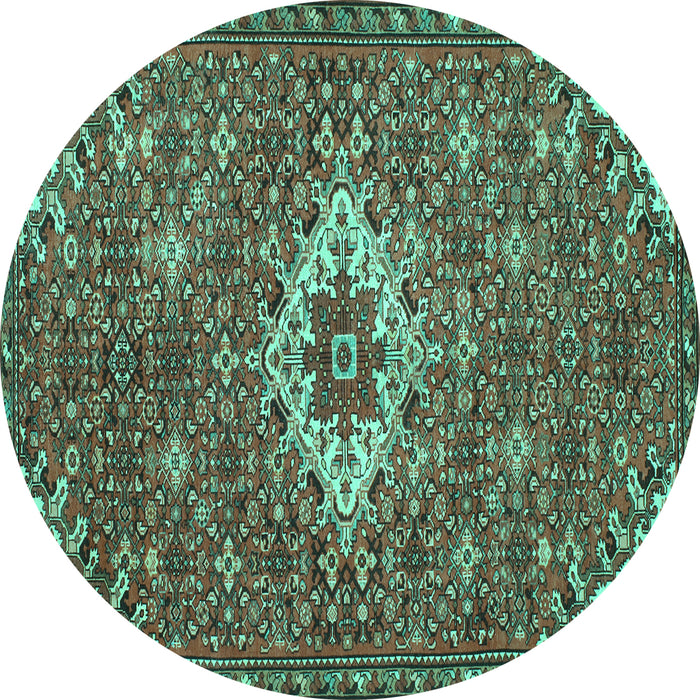 Round Persian Turquoise Traditional Rug, tr170turq