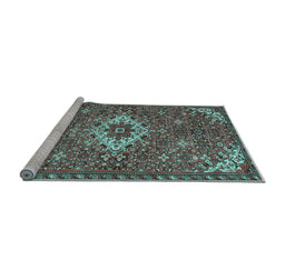 Sideview of Machine Washable Persian Light Blue Traditional Rug, wshtr170lblu