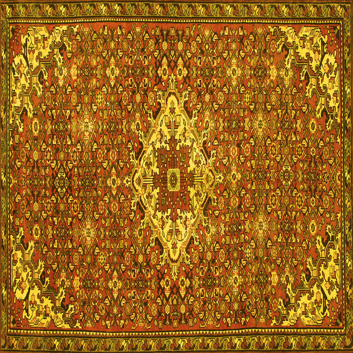 Square Machine Washable Persian Yellow Traditional Rug, wshtr170yw