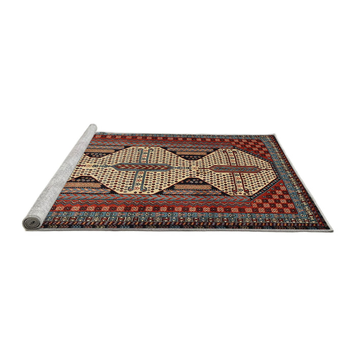 Sideview of Machine Washable Traditional Brown Rug, wshtr1710