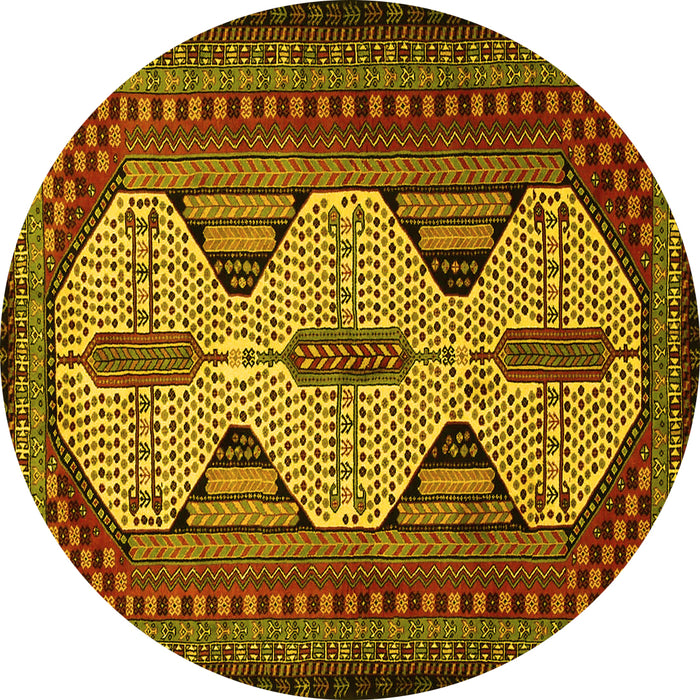Round Persian Yellow Traditional Rug, tr1710yw