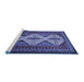 Sideview of Machine Washable Persian Blue Traditional Rug, wshtr1710blu